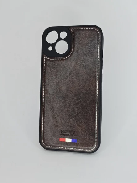 İPHONE 14 DERİ GÖRÜNÜMLÜ KAHVERENGİ KILIF
