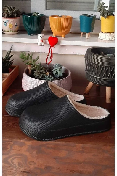 Merdane Siyah İçi Panduflu Erkek Sandalet Terlik - 3