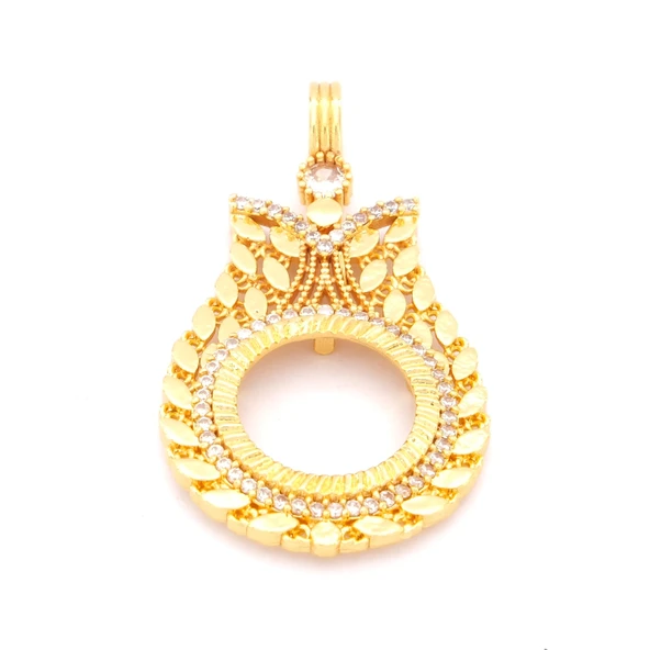 Altın Kaplama Arpalı Lale Model Çeyrek Çerçeve Kolye Ucu TGR-361 ürün görseli