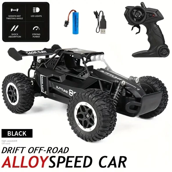 1:16 Off Road Şarjlı RC Uzaktan kumandalı SİYAH Arazi Aracı 5 Kanallı Çift Bataryalı 20 Km/s Hızında Hediyelik Oyuncak - 2