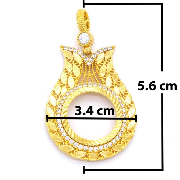 Altın Kaplama Arpalı Lale Model Çeyrek Çerçeve Kolye Ucu TGR-361 - Resim 2