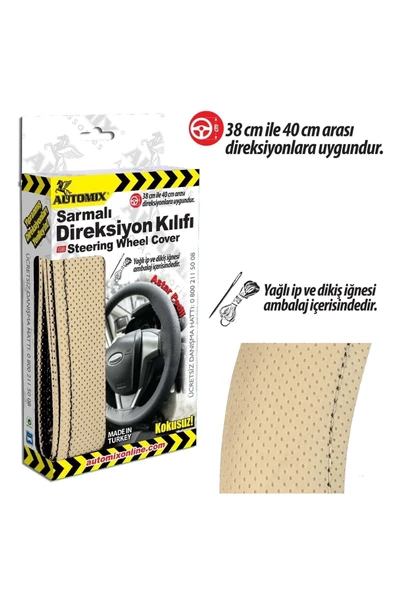 Automix Bej Sarmalı Direksiyon Kılıfı