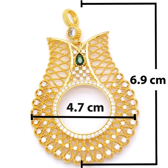 Altın Kaplama Zirkon Taşlı Lale Model Yarım Çerçeve Kolye Ucu TGR-368 - Resim 4