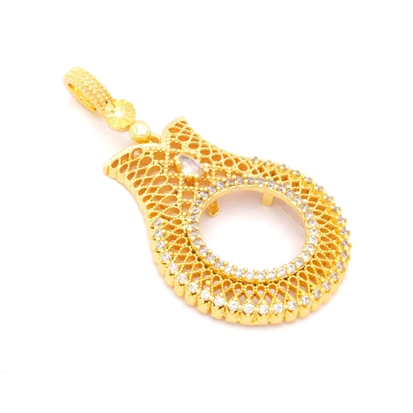 Altın Kaplama Zirkon Taşlı Lale Model Yarım Çerçeve Kolye Ucu TGR-371 - Resim 3