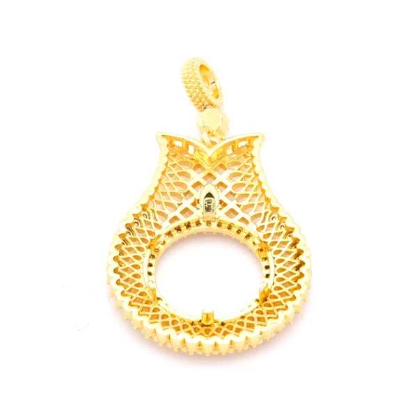 Altın Kaplama Zirkon Taşlı Lale Model Yarım Çerçeve Kolye Ucu TGR-368 - Resim 5