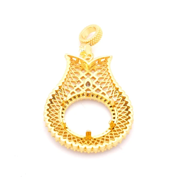 Altın Kaplama Zirkon Taşlı Lale Model Yarım Çerçeve Kolye Ucu TGR-371 - Resim 4