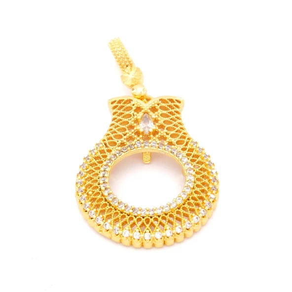 Altın Kaplama Zirkon Taşlı Lale Model Yarım Çerçeve Kolye Ucu TGR-371 ürün görseli