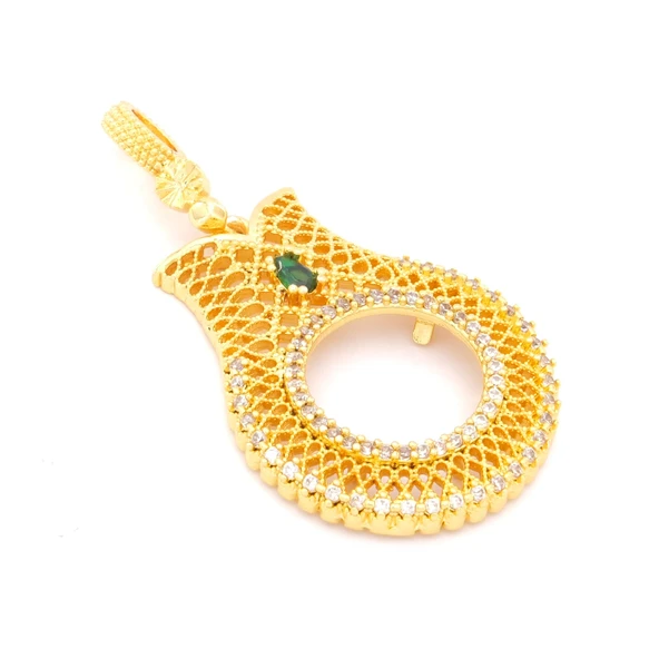 Altın Kaplama Zirkon Taşlı Lale Model Yarım Çerçeve Kolye Ucu TGR-368 - Resim 3