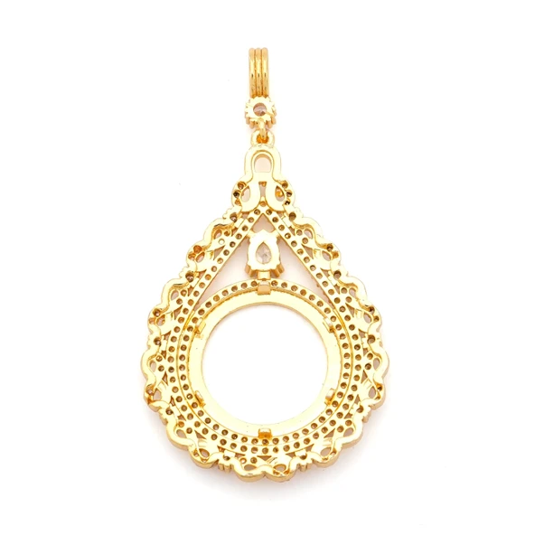 Altın Kaplama Zirkon Taşlı Sonsuzluk Yarım Çerçeve Kolye Ucu TGR-373 - Resim 3