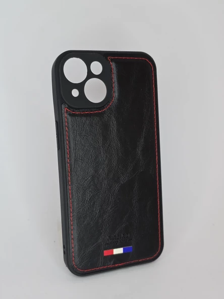 İPHONE 14 DERİ GÖRÜNÜMLÜ SİYAH KILIF - 3