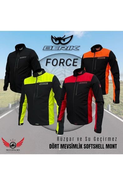 BERİK FORCE RÜZGAR VE SU GEÇİRMEZ SOFTSHELL MOTOSİKLET MONTU SİYAH - 2