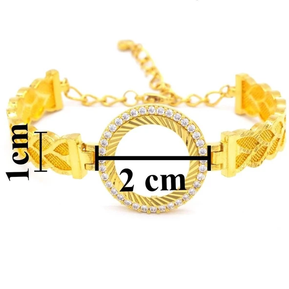 Çeyrekli Çerçeve Bileklik Altın Kaplama Zirkon Taşlı Kelepçe BLZ-262 - Resim 3