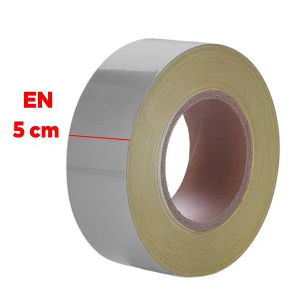 Metalize Gri Renk Düz Desensiz Reflektörlü Bant Gece Parlayan En 5 cm 10 Mt İkaz Bandı Reflektif - 4