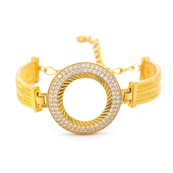 Çeyrekli Çerçeve Bileklik Altın Kaplama İki Sıra Zirkon Taşlı Kelepçe BLZ-260 ürün görseli