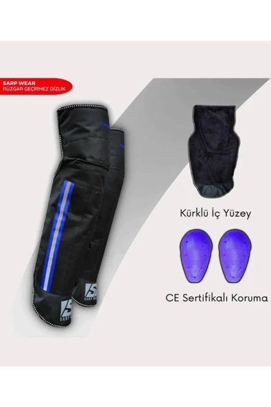 MOTOSARP Sarp Wear Korumalı Kürklü Rüzgar Geçirmez Dizlik Siyah