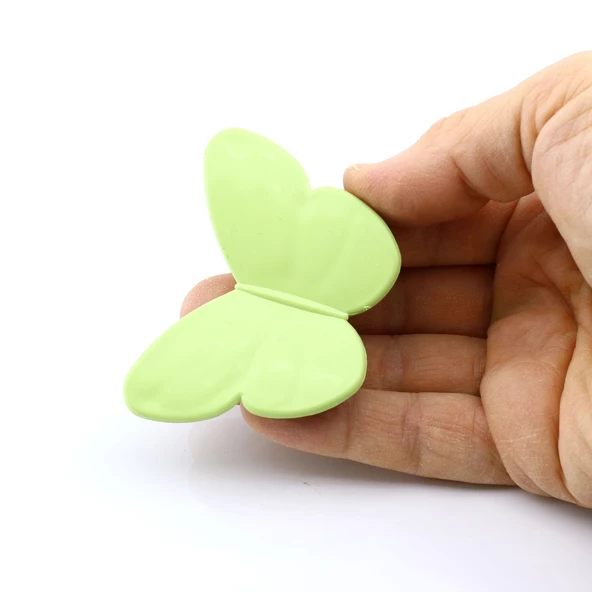 Plastik Kelebek Kulp Yeşil Mobilya Çoçuk Odası Kız Erkek Dolap Kapak Kulpu Çekmece Kulbu 1 ADET - Resim 2