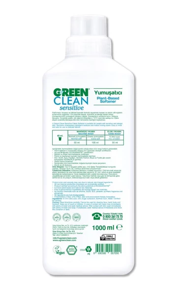 Nessiworld Green Clean Sensitive Parfümsüz Bitkisel Yumuşatıcı 1000ml