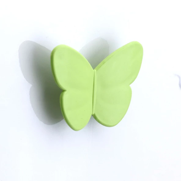 Plastik Kelebek Kulp Yeşil Mobilya Çoçuk Odası Kız Erkek Dolap Kapak Kulpu Çekmece Kulbu 1 ADET - Resim 6