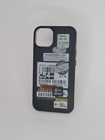 İPHONE 14 RENKLİ BASKI SİYAH KILIF - 2