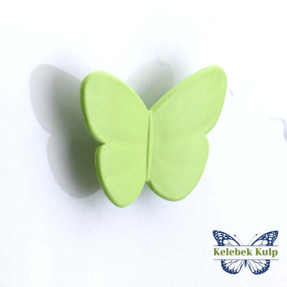 Plastik Kelebek Kulp Yeşil Mobilya Çoçuk Odası Kız Erkek Dolap Kapak Kulpu Çekmece Kulbu 1 ADET