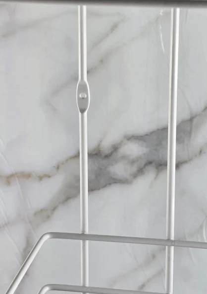 3 Katlı Banyo Rafı - Termo Plastik Kaplama Metal Şampuanlık - Üç Raflı - 6