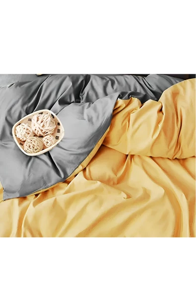 Çift Kişilik Nevresim Set Sarı - Gri - 3
