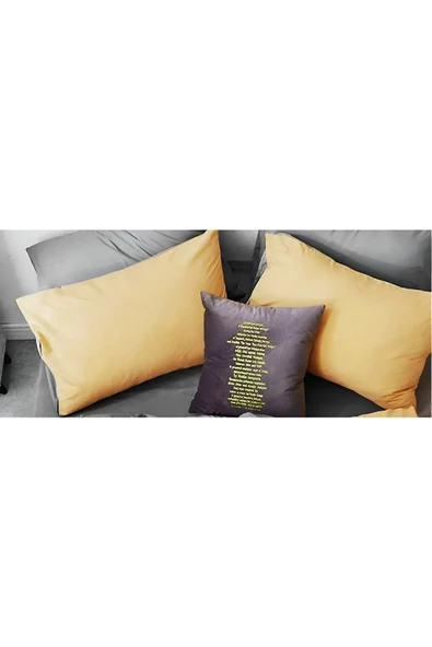 Çift Kişilik Nevresim Set Sarı - Gri - 4
