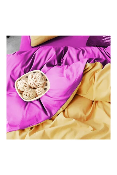 Lastikli Nevresim Takımı Tek Kişilik Set Sarı - Lila - 3