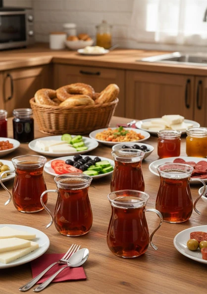 6lı Cam Çay Bardağı Seti - Kulplu Çay Bardağı Takımı - 6 Parça, 150 ML