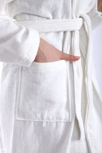 %100 Pamuklu Taş İşlemeli Tek Bornoz - 4