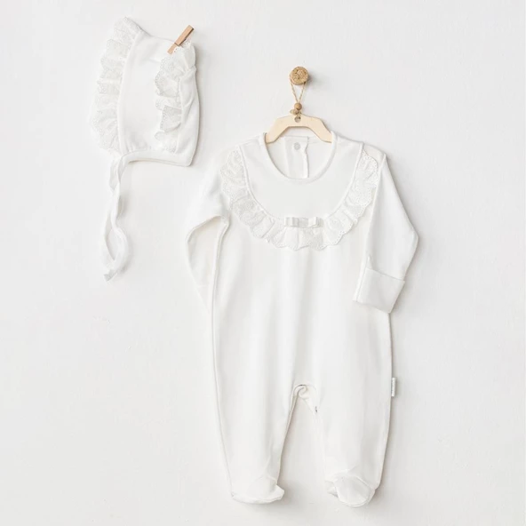 AC24504 Petit Love Bebek Tulum Takım Ekru - 2