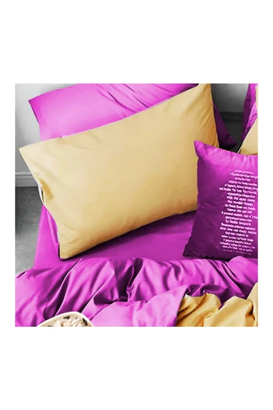 Lastikli Nevresim Takımı Çift Kişilik Set Sarı - Lila - 2