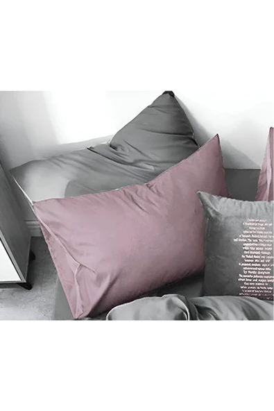 Lastikli Nevresim Takımı Çift Kişilik Set Lila- Gri - 4