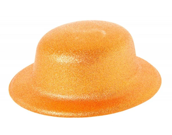 Nessiworld   Turuncu Renk Simli Melon Yuvarlak Parti Şapkası 24x26 cm - 2