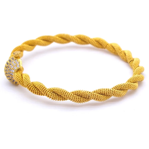 Altın Kaplama Taşlı Erzurum Burması Kelepçe - Resim 4