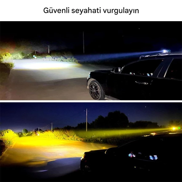 2 Adet Motosiklet Scooter  ATV Uyumlu Mercekli Sis Farı Sarı-Beyaz Çift Renk 12V 50W - 5