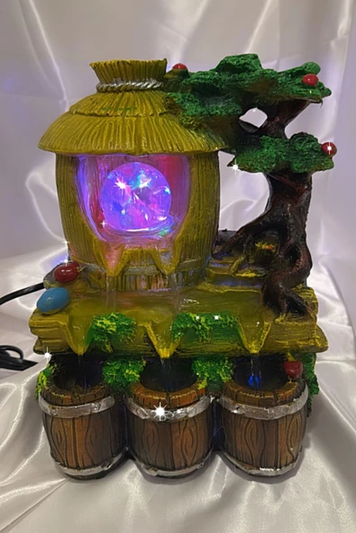Su Şelalesi Doğa Kulube Feng Shui Akan Su Objesi Led Işık Lı - Resim 4