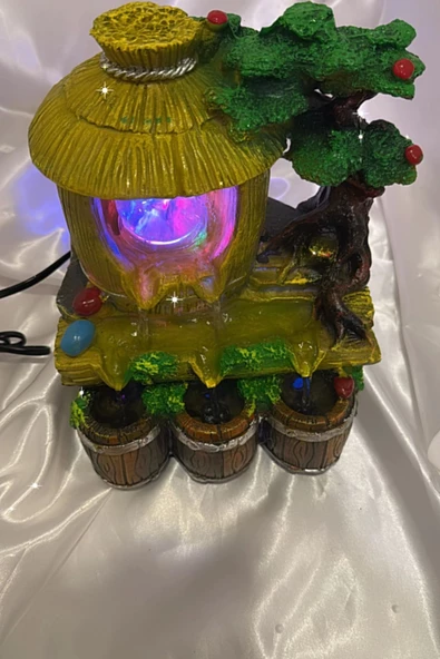Su Şelalesi Doğa Kulube Feng Shui Akan Su Objesi Led Işık Lı - Resim 6