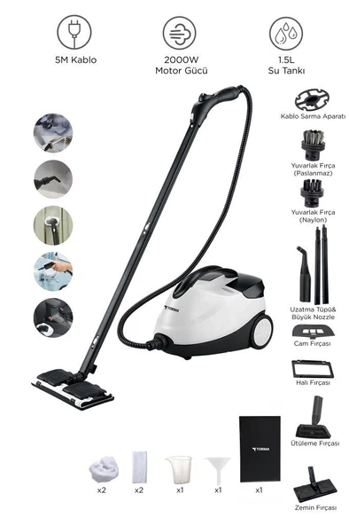 Torima CB902A - CB08C Paket Buharlı Temizleyiciler Ek Aparatlı Çok Amaçlı Ev Zemin, Araba Temizleme - 2