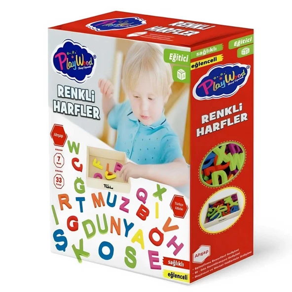 NessiWorld Ahşap Kasalı Renkli Harfler 33 Parça - 2
