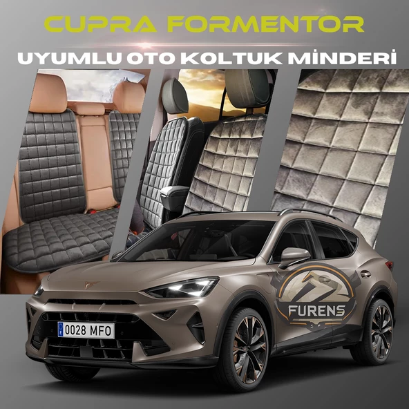 Cupra Formentor Antrasit Renk Tay Tüyü Cepli & Terletmez Sırtlı Oto Koltuk Minder Seti - Koltuk Koruma Kılıfı (ÖN & ARKA TAM SET) ürün görseli 1