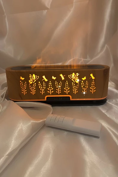 Difüzör Buhar Makinası Hava Temizleyici Çiçekli Led Işıklı Soğuk Buhar Nemlendirici 3D Kademeli kumandalı - 3