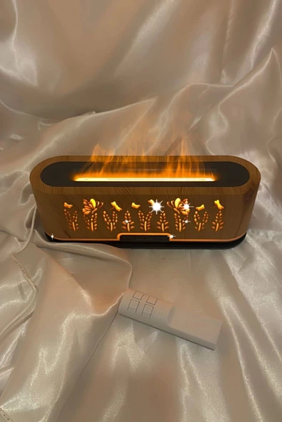 Difüzör Buhar Makinası Hava Temizleyici Çiçekli Led Işıklı Soğuk Buhar Nemlendirici 3D Kademeli kumandalı - 2