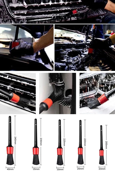 Kılima Fırçası Yumuşak Kıllı Iç Ve Dış Temizlik Için 5+1 Detaylı Araç Oto Temizlik Bakım Fırça Seti - 6