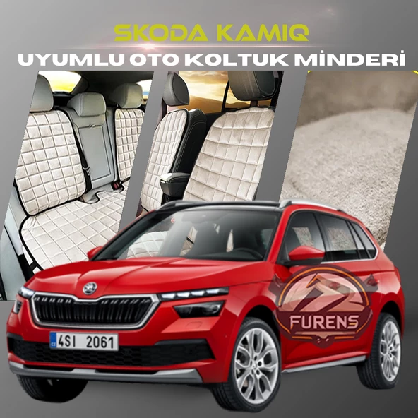 Skoda Kamiq Bej Renk Tay Tüyü Cepli & Terletmez Sırtlı Oto Koltuk Minder Seti - Koltuk Koruma Kılıfı (ÖN & ARKA TAM SET) ürün görseli 1