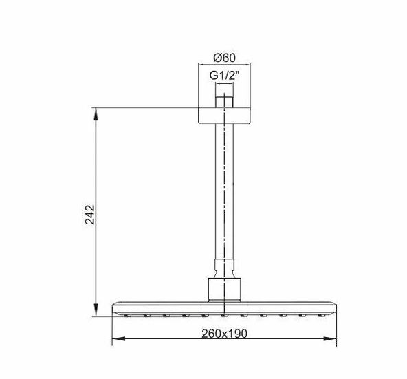 Ar Lucia Tepe Duş Başlığı Tavandan Borulu (260x190 mm) 103545061 - 2