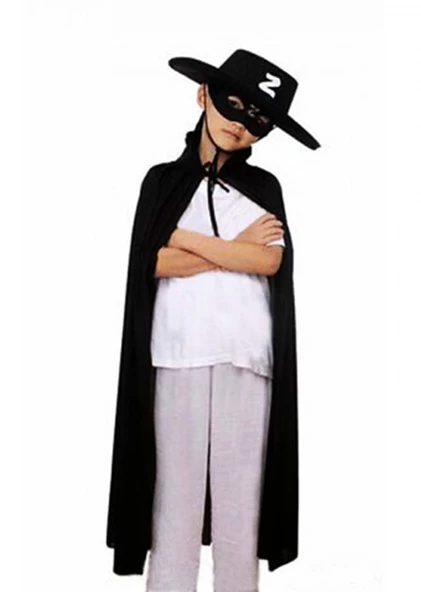 Nessiworld Çocuk Boy Zorro Pelerin + Şapka + Maske Kostüm Seti