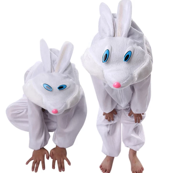 Nessiworld Çocuk Tavşan Kostümü Beyaz Renk 3-5 Yaş 100 cm