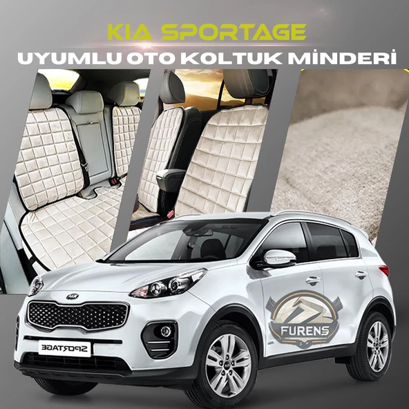 Kia SPORTAGE Bej Renk Tay Tüyü Cepli & Terletmez Sırtlı Oto Koltuk Minder Seti - Koltuk Koruma Kılıfı (ÖN & ARKA TAM SET)