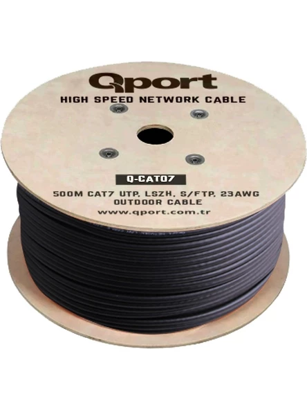 Qport Q-Cato7 S/ftp 500 Metre Cat7 Lsoh 23AWG Bakır Kablo Siyah - 2